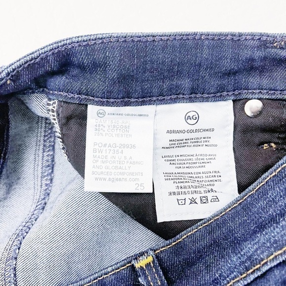 AG The Stevie Cuff Slim Straight Cuffed Dark Wash Denim SZ25 - Picture 4 of 6